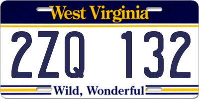 WV license plate 2ZQ132