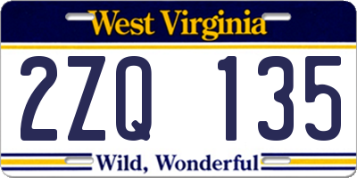WV license plate 2ZQ135