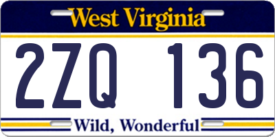 WV license plate 2ZQ136