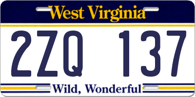 WV license plate 2ZQ137