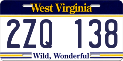 WV license plate 2ZQ138