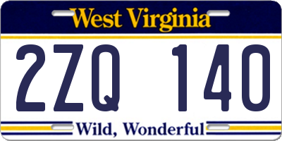 WV license plate 2ZQ140