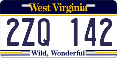 WV license plate 2ZQ142