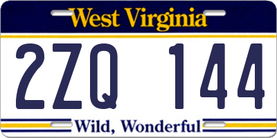 WV license plate 2ZQ144