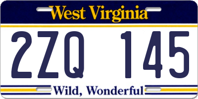 WV license plate 2ZQ145