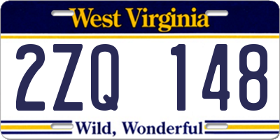 WV license plate 2ZQ148