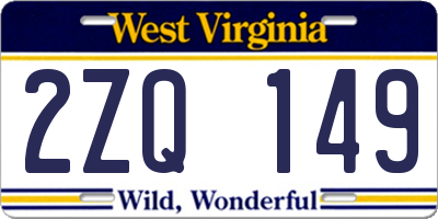 WV license plate 2ZQ149