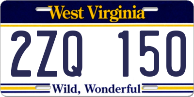 WV license plate 2ZQ150
