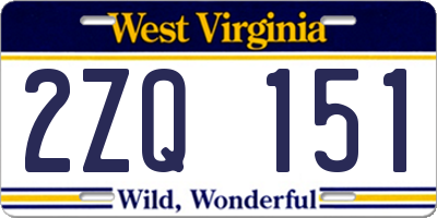 WV license plate 2ZQ151