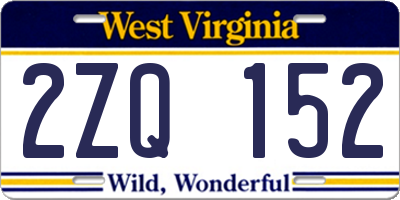 WV license plate 2ZQ152