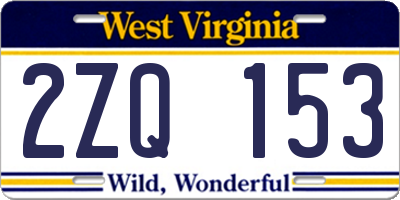WV license plate 2ZQ153