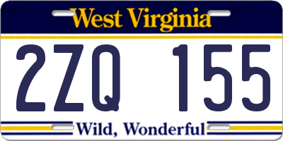 WV license plate 2ZQ155