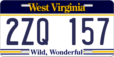 WV license plate 2ZQ157
