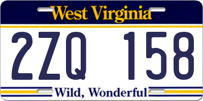 WV license plate 2ZQ158