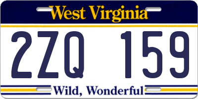 WV license plate 2ZQ159