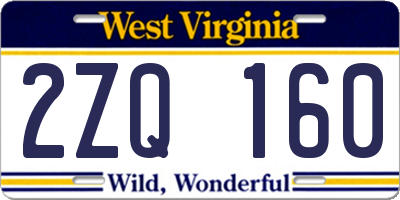 WV license plate 2ZQ160