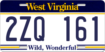 WV license plate 2ZQ161