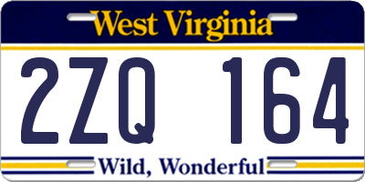 WV license plate 2ZQ164