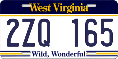 WV license plate 2ZQ165