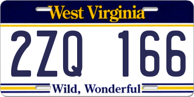 WV license plate 2ZQ166