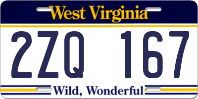 WV license plate 2ZQ167