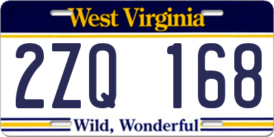 WV license plate 2ZQ168