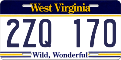 WV license plate 2ZQ170