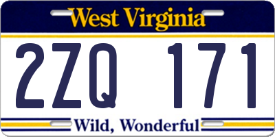 WV license plate 2ZQ171