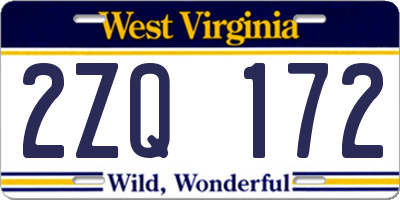 WV license plate 2ZQ172