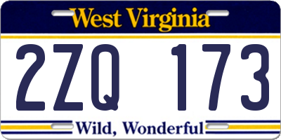 WV license plate 2ZQ173