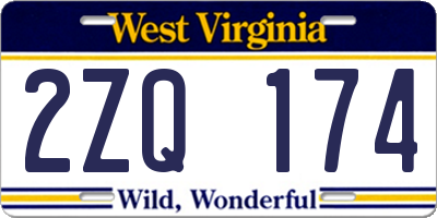 WV license plate 2ZQ174