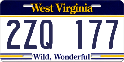 WV license plate 2ZQ177