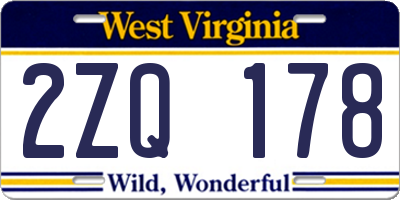 WV license plate 2ZQ178