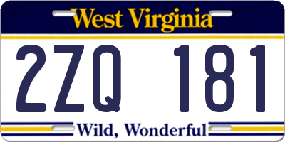 WV license plate 2ZQ181