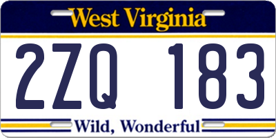 WV license plate 2ZQ183