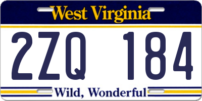 WV license plate 2ZQ184