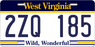 WV license plate 2ZQ185