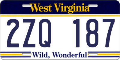 WV license plate 2ZQ187