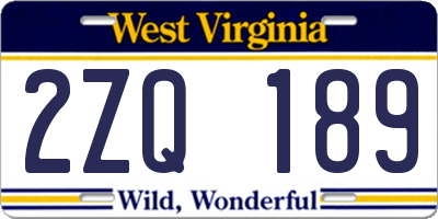 WV license plate 2ZQ189