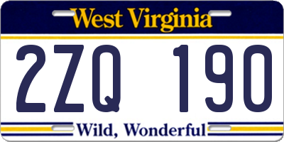 WV license plate 2ZQ190
