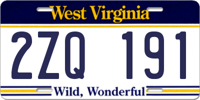 WV license plate 2ZQ191