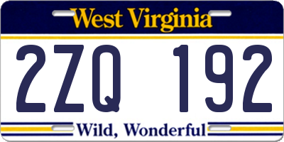 WV license plate 2ZQ192