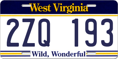 WV license plate 2ZQ193