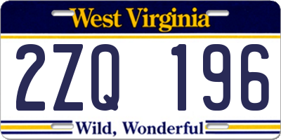 WV license plate 2ZQ196