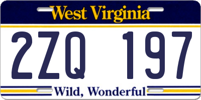WV license plate 2ZQ197