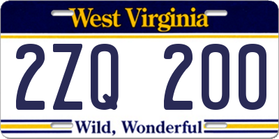 WV license plate 2ZQ200