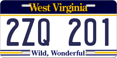 WV license plate 2ZQ201