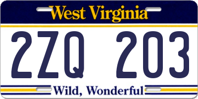 WV license plate 2ZQ203