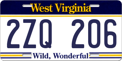 WV license plate 2ZQ206