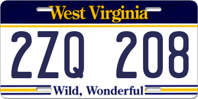 WV license plate 2ZQ208